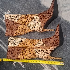 Justfab Steal My Heart leopard faux leather zip up boots
